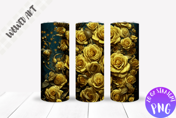 A Gold Roses Tumbler Wrap for Elegant Branding in Crafts & Graphics