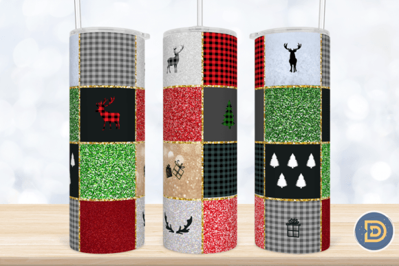 Buffalo Plaid Christmas Tumbler PNG for Graphics and Crafts