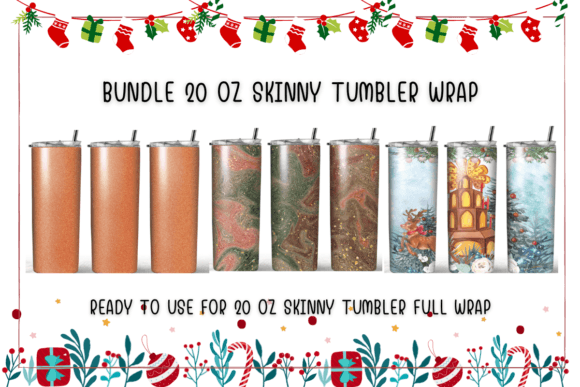 Bundle Christmas Coffee Tumbler Wrap for Festive Crafts and Graphics