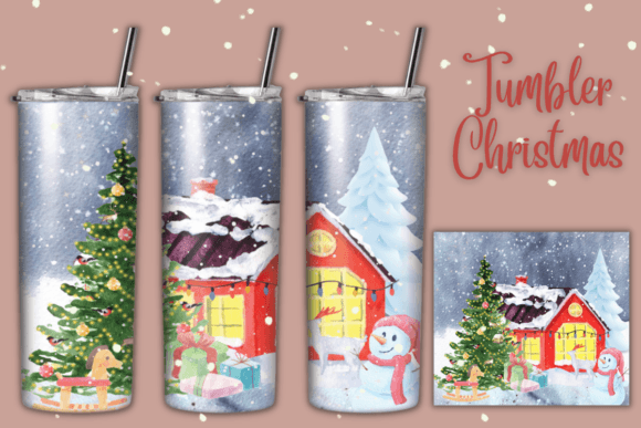 Christmas Tree Snow Tumbler Wrap: A Festive Graphics Asset for Editorial Use