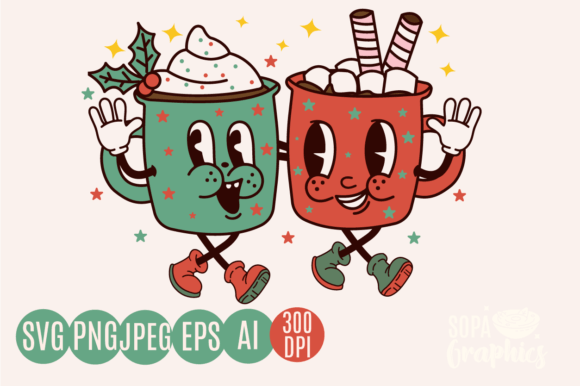 Cup of Cheer Graphics: A Retro Christmas Asset Review for T-Shirt Designs