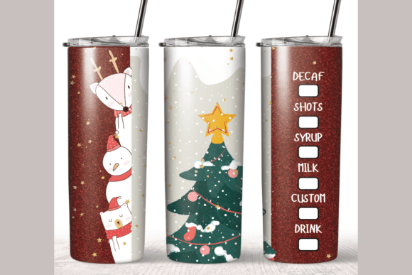 Graphic Design Assets for Crafts: Christmas Trees Tumbler Wrap