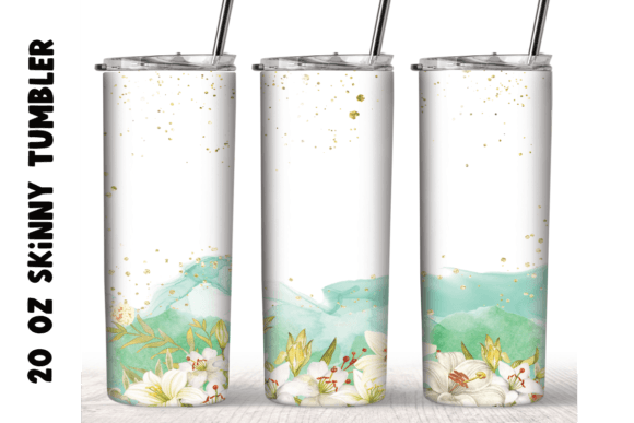 Watercolor Lily Flowers Tumbler Wrap for Graphics and Crafts